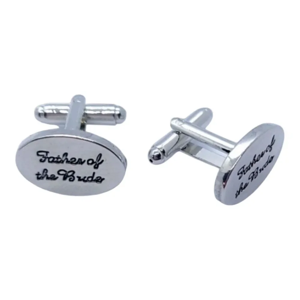 FATHER OF THE BRIDE Wedding Cufflinks Silver Engraved Formal Tuxedo Cuff Links